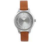 Titan Workwear Analong Women's Watch, Silver Dial with Leather Strap, 2481SL06